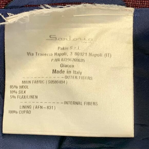SARTORIO Size 44 Regular Burgundy Windowpane Wool Linen Silk Sport Coat - Picture 9 of 10